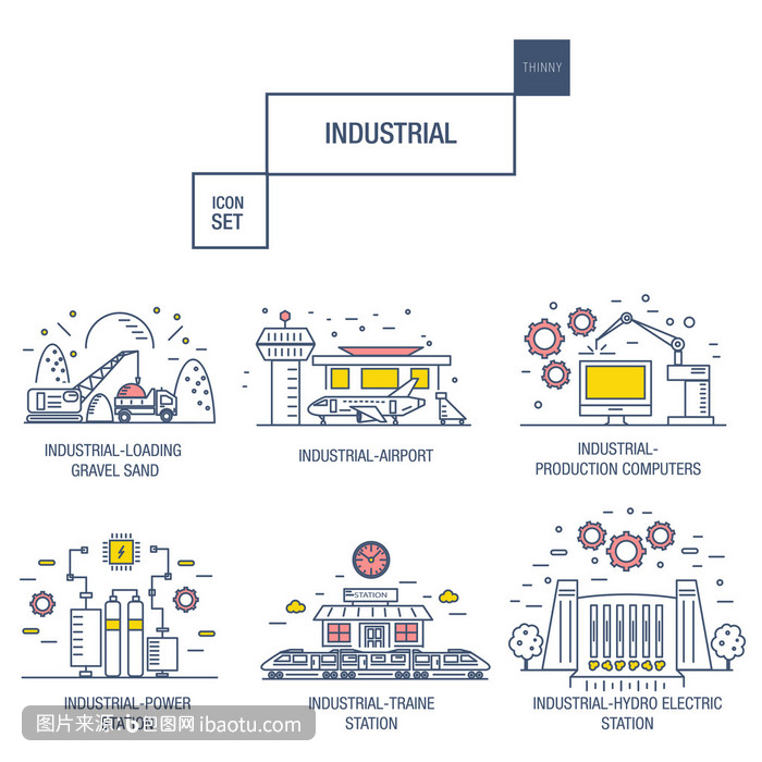 大工业图标集与设计元素 气体、橄榄与清洁美学的融合